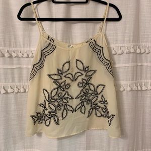 Boho embroidered // beaded tank